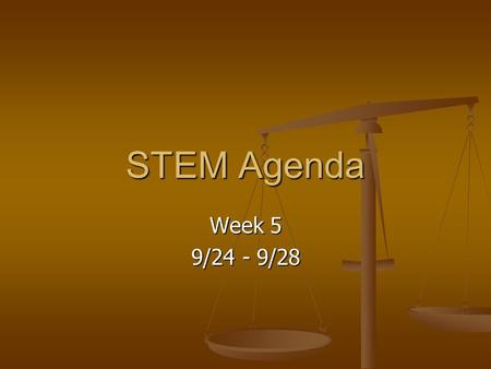 STEM Agenda Week 5 9/24 - 9/28. Agenda 9/24 First: First: Finish Presentations? Finish Presentations? Then: Then: Measurement Slides Measurement Slides.
