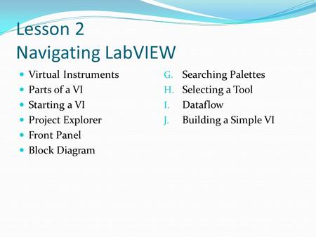 Lesson 2 Navigating LabVIEW