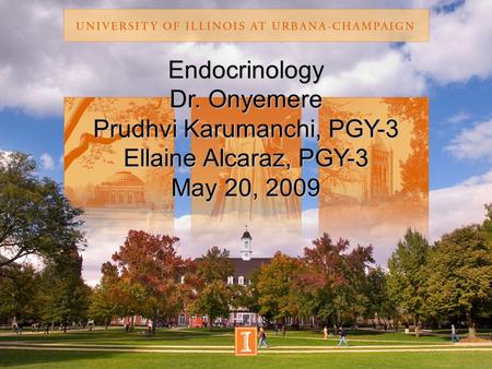 Endocrinology Dr. Onyemere Prudhvi Karumanchi, PGY-3 Ellaine Alcaraz, PGY-3 May 20, 2009.