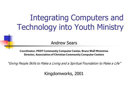 Integrating Computers and Technology into Youth Ministry