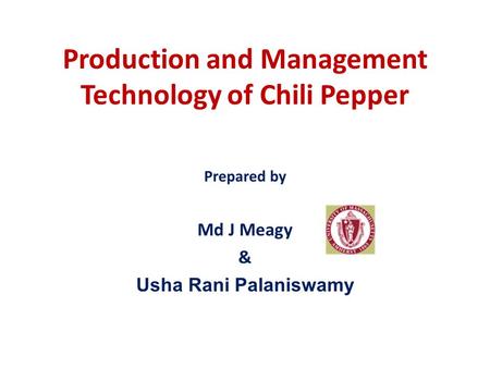 Production and Management Technology of Chili Pepper