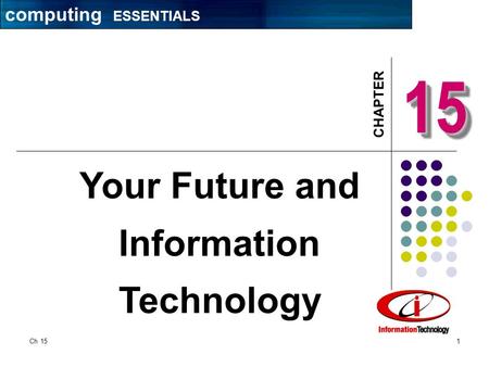 CHAPTER Ch 151 1515 Your Future and Information Technology computing ESSENTIALS.