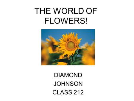 THE WORLD OF FLOWERS! DIAMOND JOHNSON CLASS 212.