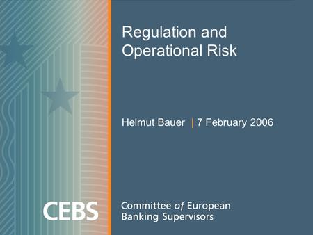 Regulation and Operational Risk Helmut Bauer | 7 February 2006.