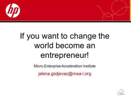 MEA-I If you want to change the world become an entrepreneur! Micro-Enterprise Acceleration Institute
