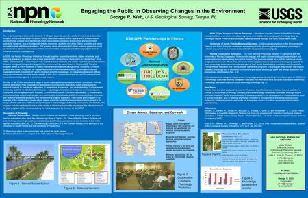 Engaging the Public in Observing Changes in the Environment George R. Kish, U.S. Geological Survey, Tampa, FL USA NATIONAL PHENOLOGY NETWORK Jake Weltzin.