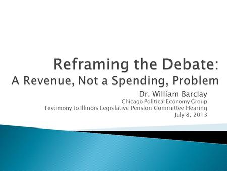 Reframing the Debate: A Revenue, Not a Spending, Problem