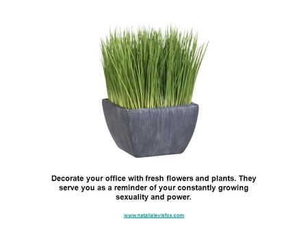 Decorate your office with fresh flowers and plants. They serve you as a reminder of your constantly growing sexuality and power. www.natalialevisfox.com.