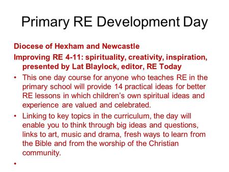 Primary RE Development Day