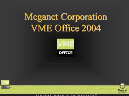 Meganet Corporation VME Office 2004. Meganet Corporation Meganet Corporation is a leading worldwide provider of data security to Governments, Military,