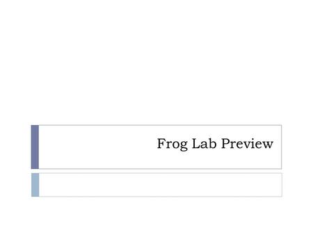 Frog Lab Preview.