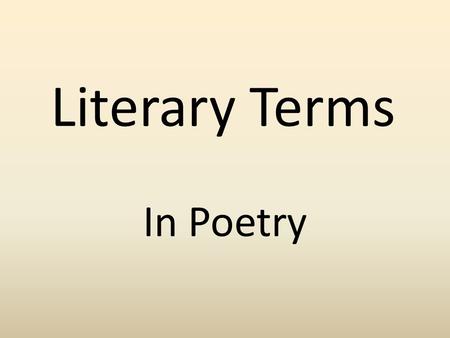 Literary Terms In Poetry.