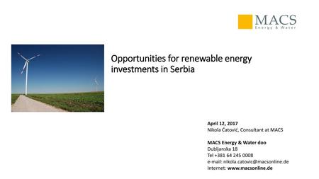 Opportunities for renewable energy investments in Serbia