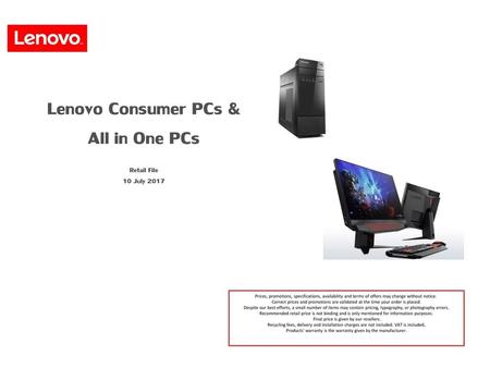 Lenovo Consumer PCs & All in One PCs