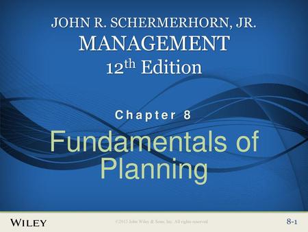 Fundamentals of Planning
