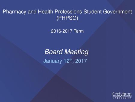 Pharmacy and Health Professions Student Government (PHPSG) Term