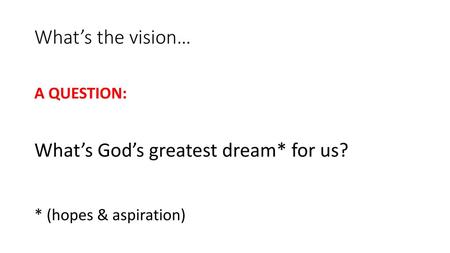 What’s God’s greatest dream* for us?