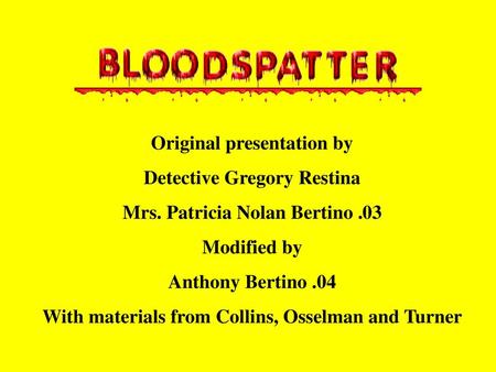 Original presentation by Detective Gregory Restina