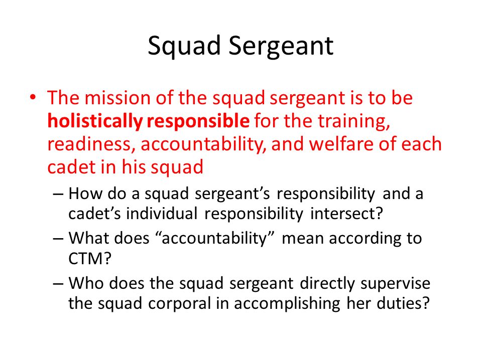 Motor Sergeant Duties And Responsibilities