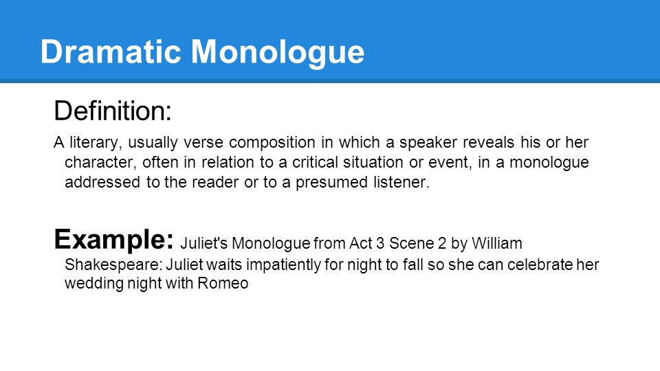 Monologue Definition And Examples
