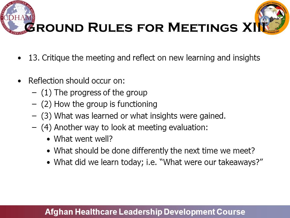 Ground Rules For Group Meetings 14