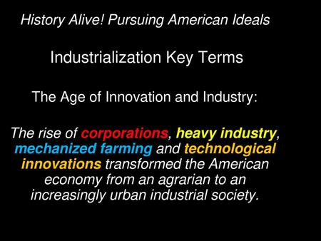 Industrialization Key Terms