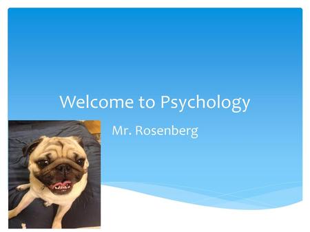 Welcome to Psychology Mr. Rosenberg.