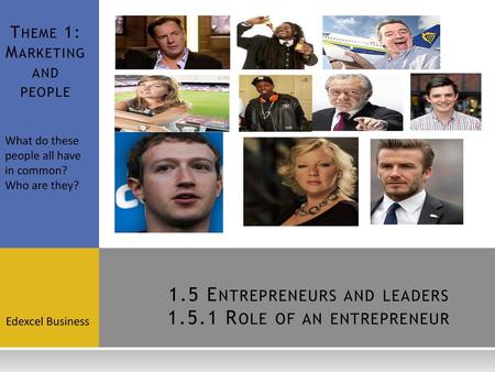 1.5 Entrepreneurs and leaders Role of an entrepreneur
