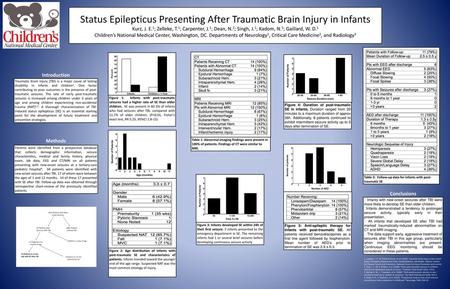 Status Epilepticus Presenting After Traumatic Brain Injury in Infants Kurz, J. E.1; Zelleke, T.1; Carpenter, J.1; Dean, N.2; Singh, J.1; Kadom, N.3; Gaillard,
