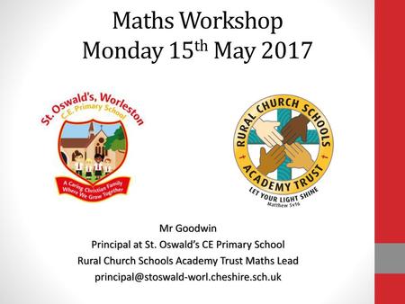 Maths Workshop Monday 15th May 2017