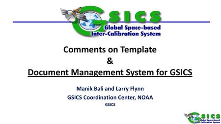 Comments on Template & Document Management System for GSICS