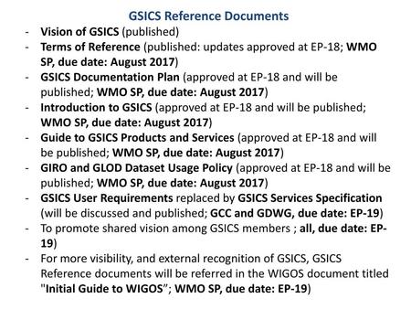 GSICS Reference Documents