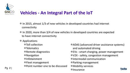 Connected Vehicles in the Internet of Things Presenter