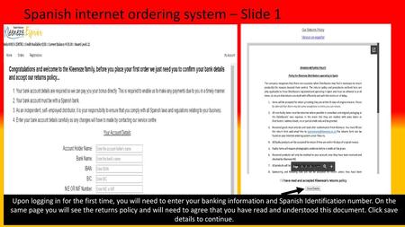 Spanish internet ordering system – Slide 1