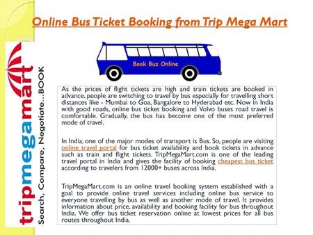 Online Bus Ticket Booking from Trip Mega Mart