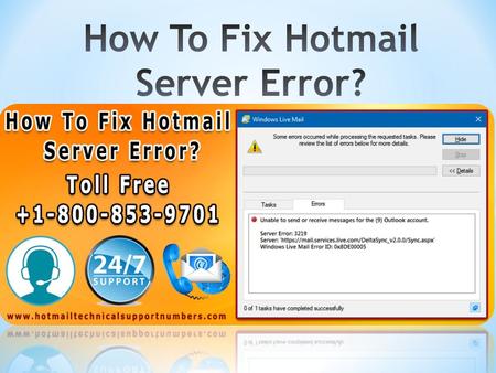 Facing Hotmail server error can be very annoying and frustrating. In order to fix the error, it is advisable to contact at Hotmail Toll-Free Number of.