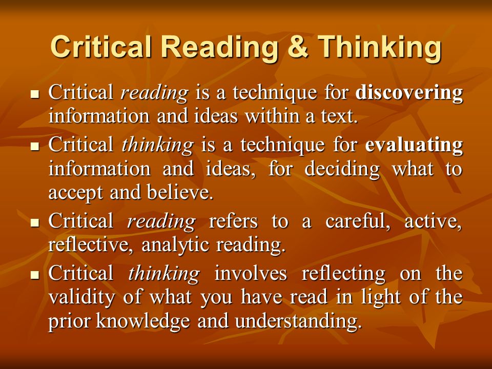 critical thinking and reading
