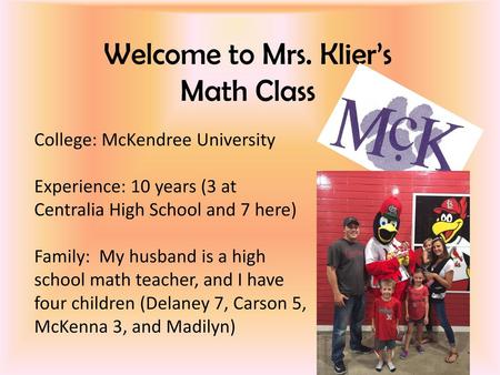 Welcome to Mrs. Klier’s Math Class