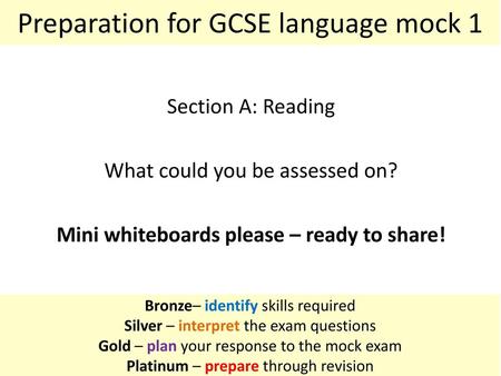 Preparation for GCSE language mock 1