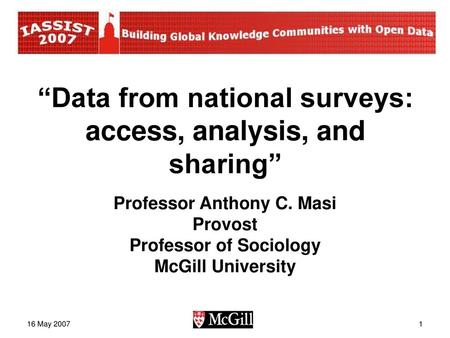 “Data from national surveys: access, analysis, and sharing”