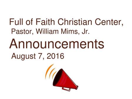 Full of Faith Christian Center, Pastor, William Mims, Jr