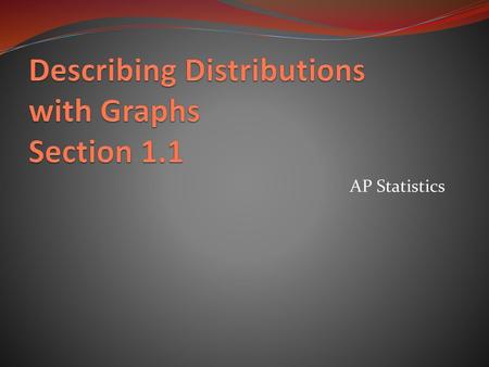Describing Distributions with Graphs Section 1.1