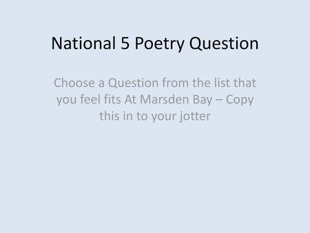 National 5 Poetry Question