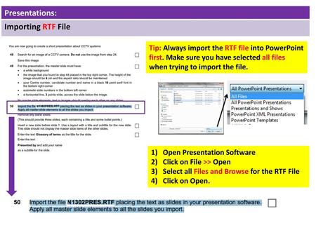 Presentations: Importing RTF File