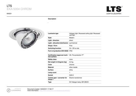 LTS EKA 5004 CHROM Description - Luminaire type