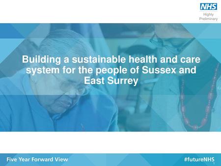 Highly Preliminary Building a sustainable health and care system for the people of Sussex and East Surrey.