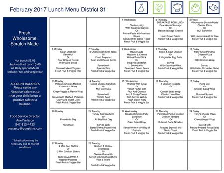 February 2017 Lunch Menu District 31