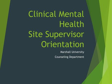 Clinical Mental Health Site Supervisor Orientation