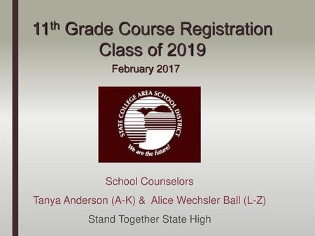 11th Grade Course Registration Class of 2019