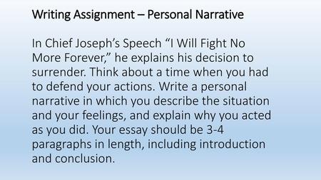 Writing Assignment – Personal Narrative